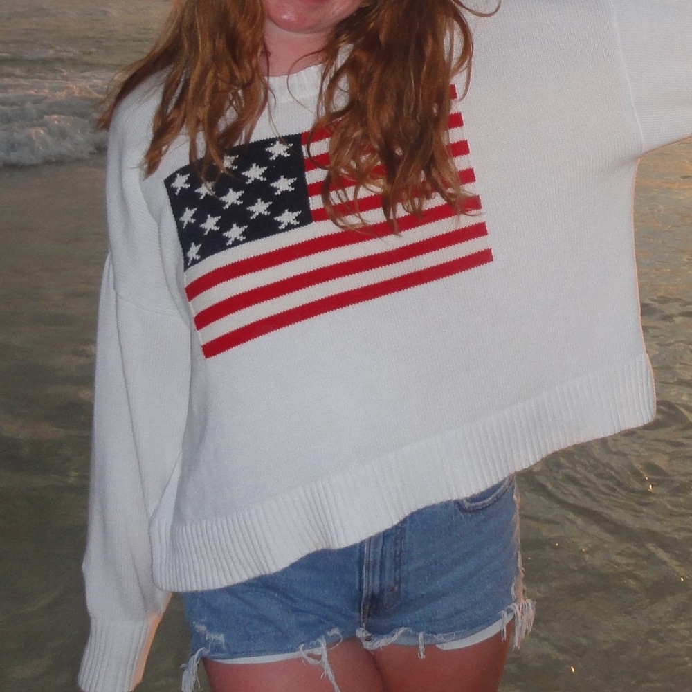 White American Flag Sweater